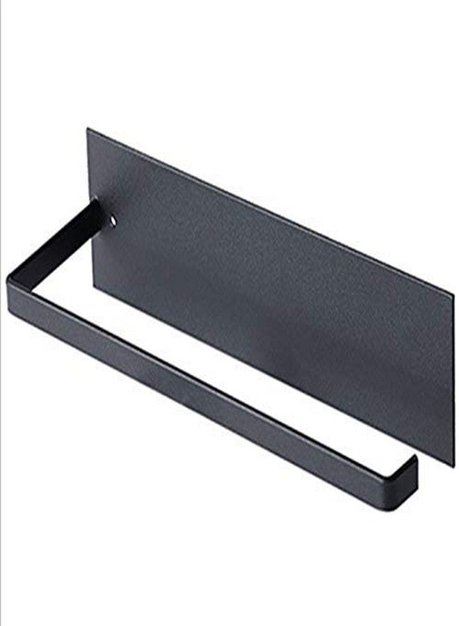 Homava Self-Adhesive Metal Bathroom Towel Bar Wall Hanging Toilet Paper Dispenser | Black |12 X 10 X 10 CM | - Image 1